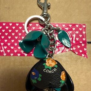 Coach Floral Tea Rose Bag Charm Green/Black